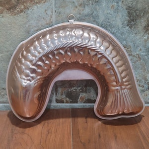 Vintage Kupfer Ton Jello Fisch Formen Küche Wand Dekor