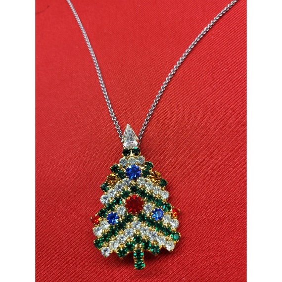 Vintage Crystal Christmas Tree Pin - image 5