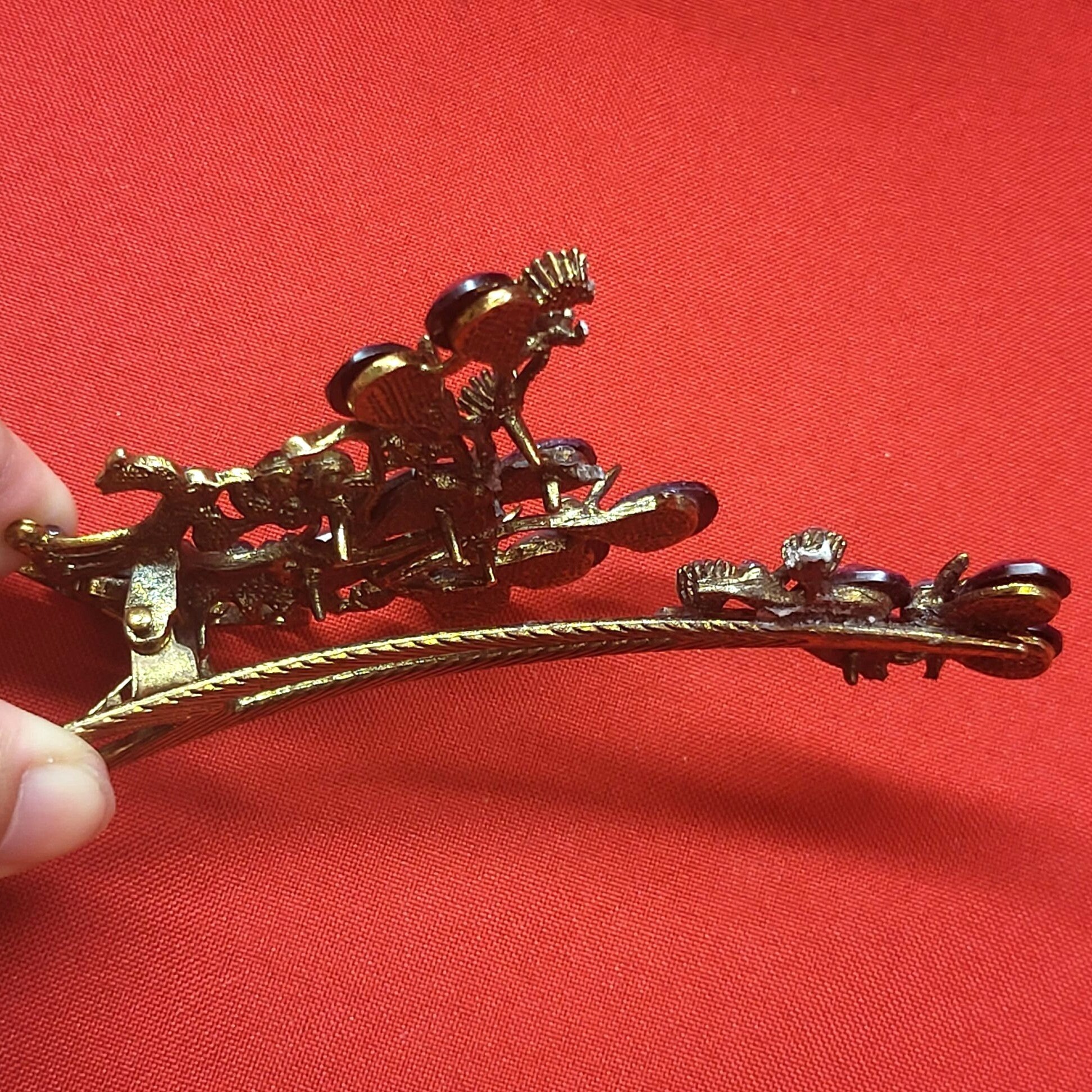 VTG Peacock Hair Clip Claw Purple Acrylic Stones Rhinestones Repaired Buankoxy Women main image 2