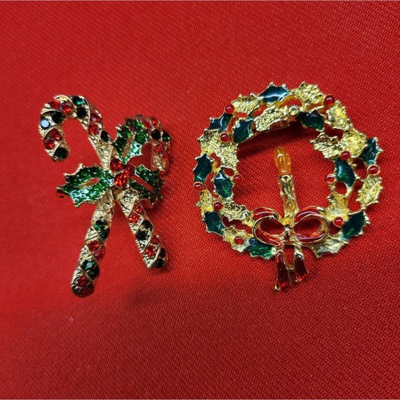 Christmas Pin Brooch Set of 2 Christmas Candy Can… - image 3