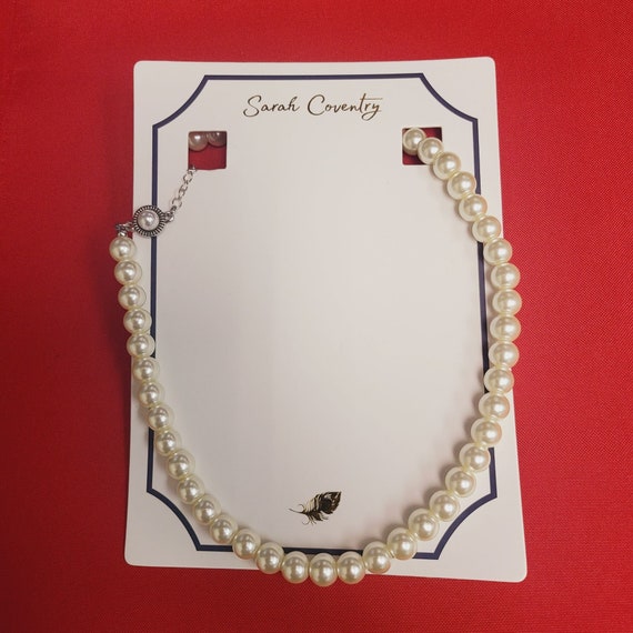 Vintage Sarah Coventry Faux Pearl Necklace Silver 