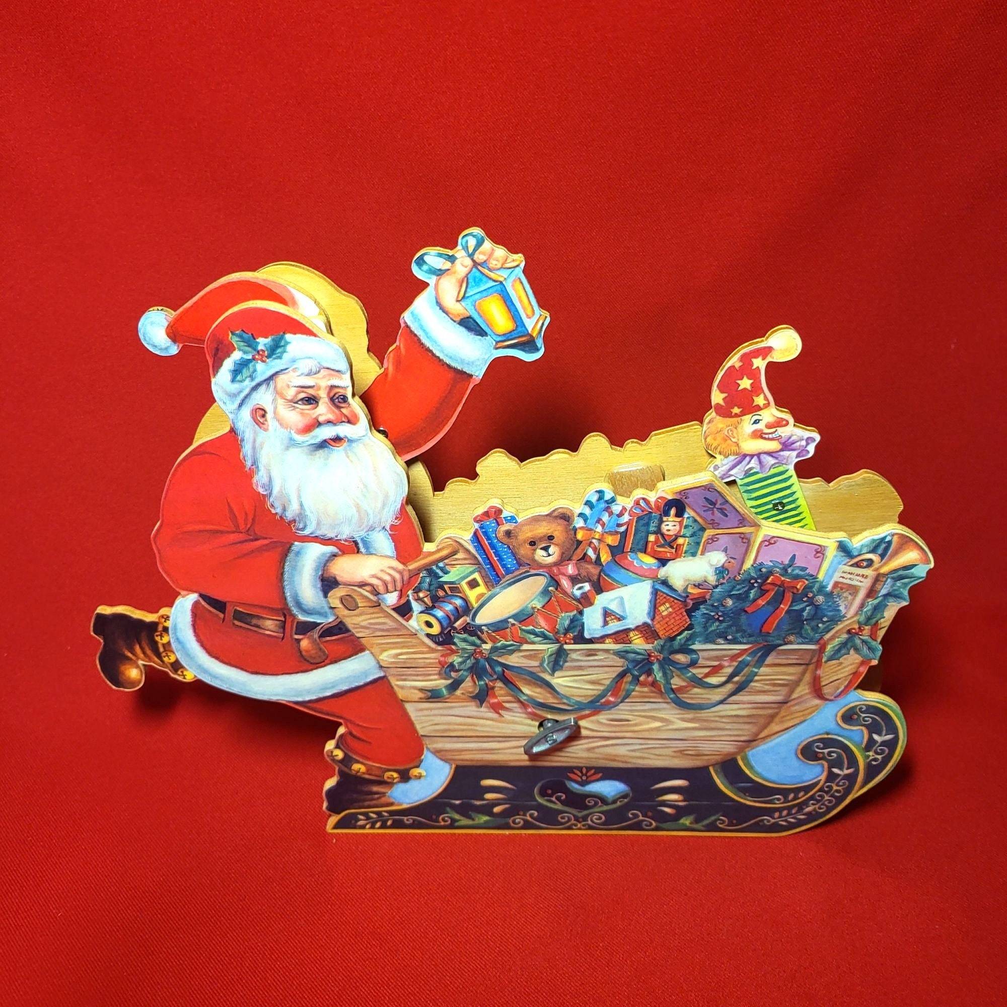 Vintage Animated Santa Claus and His Sleigh Music Box Etsy