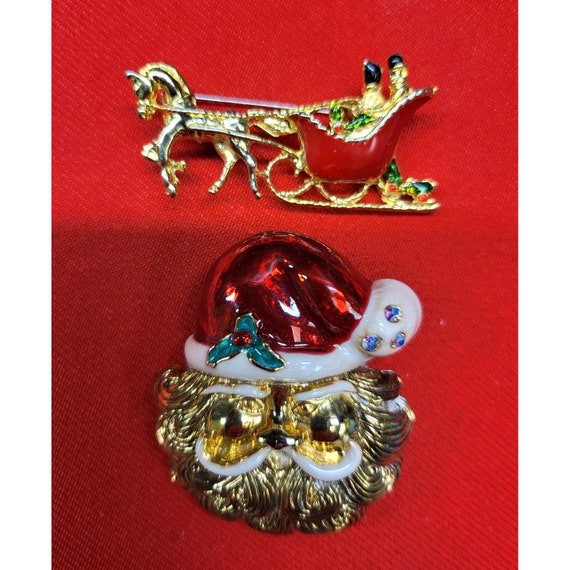 Christmas Pin Brooch Set of 2  Christmas Santa & … - image 3