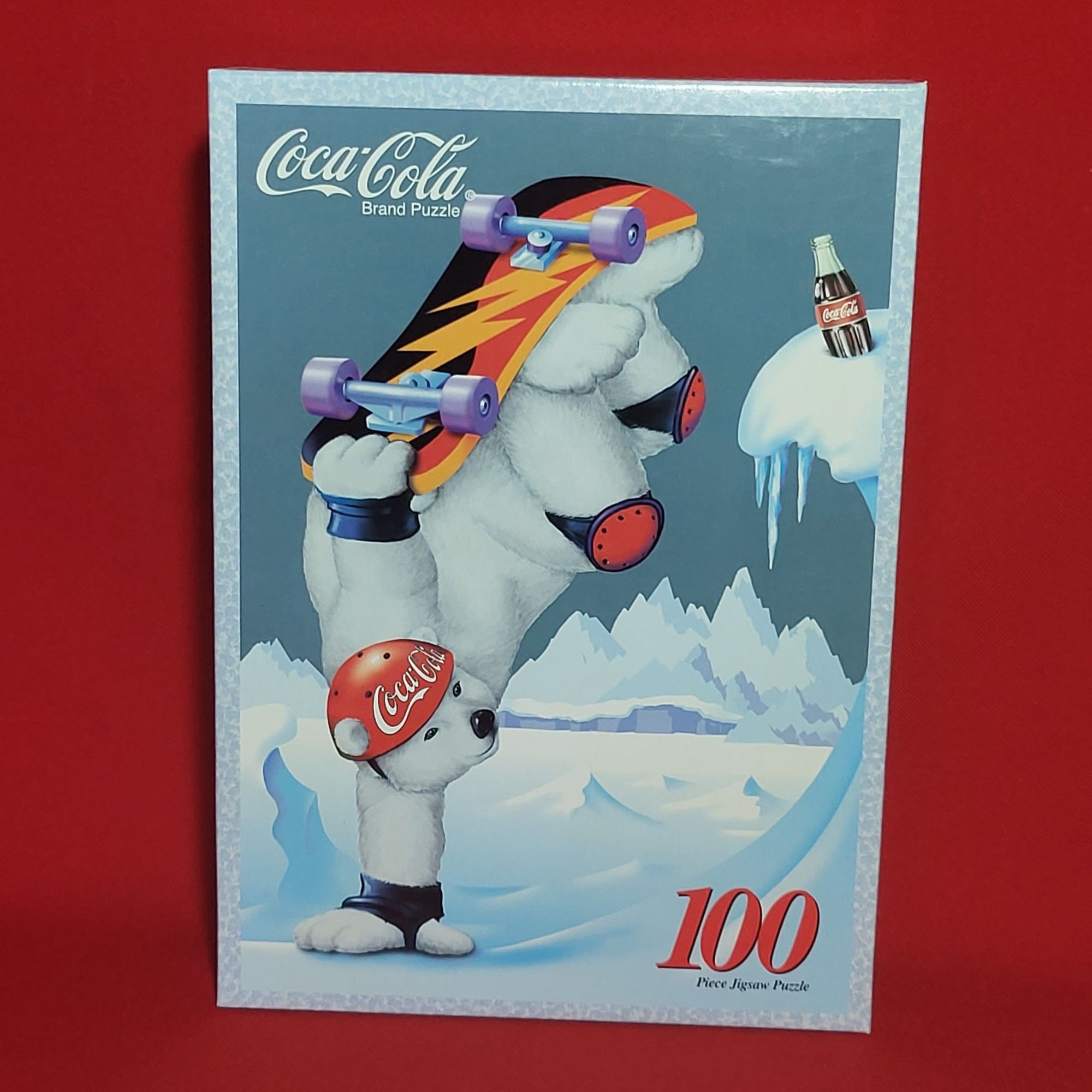 Coca Cola 100 Piece Jigsaw Puzzle Skateboard Bear 1988 New Factory Sealed