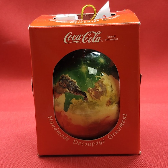 Enesco Santa Drinking Coca Cola Handmade Decoupage Christmas Ball