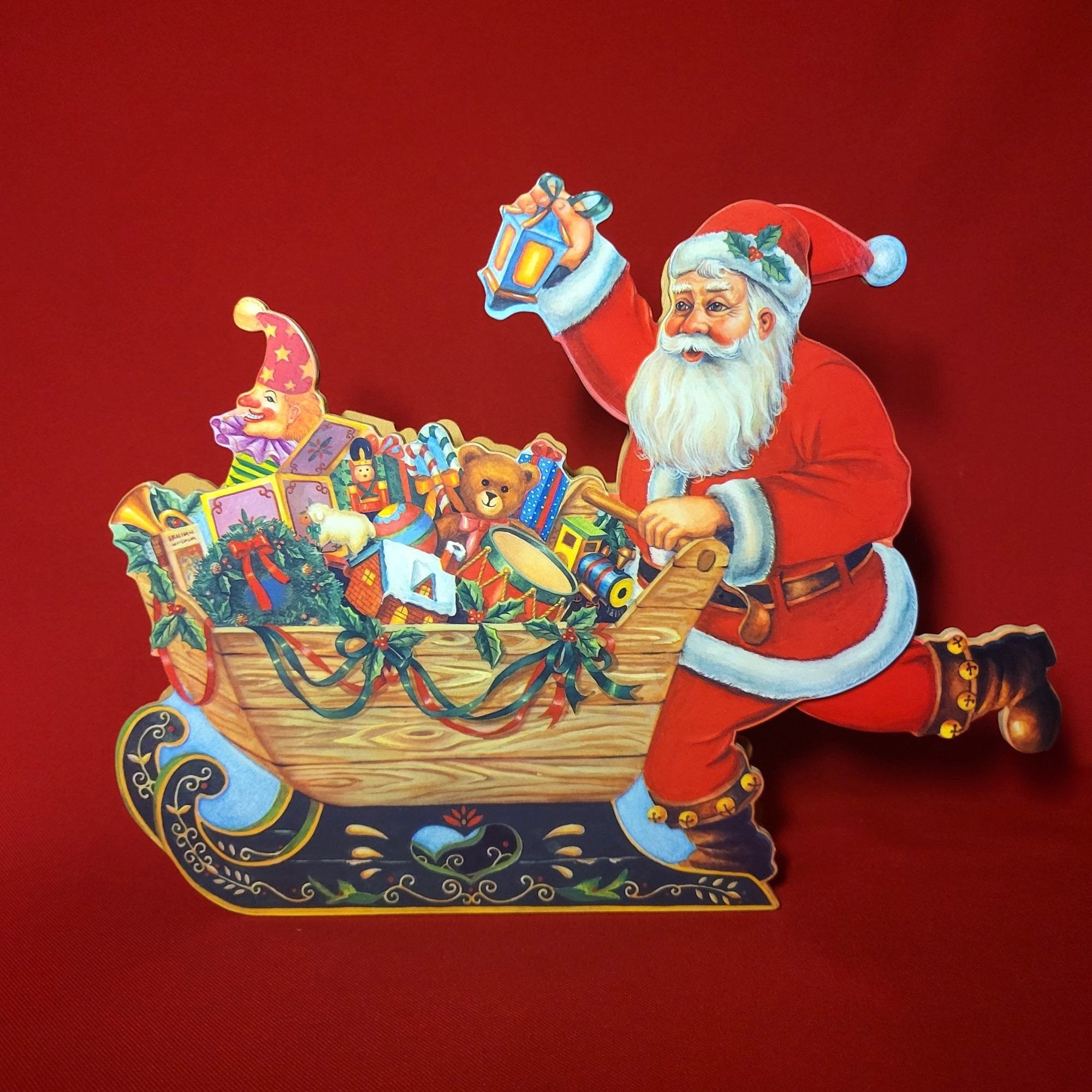 Vintage Animated Santa Claus and His Sleigh Music Box Etsy