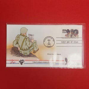 Primer día de emisión V Mail entrega cartas desde casa Caché de sellos Sobre adjunto