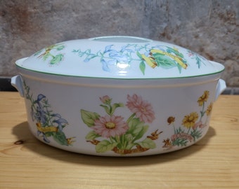 VTG Le Cuisine Toscany Herbs Casserole with Lid Oval Oven to Table Dish Baking Pan