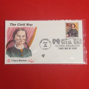 First Day of Issue Stamp Cache Envelope and Enclosure Clara Barton The Civil War