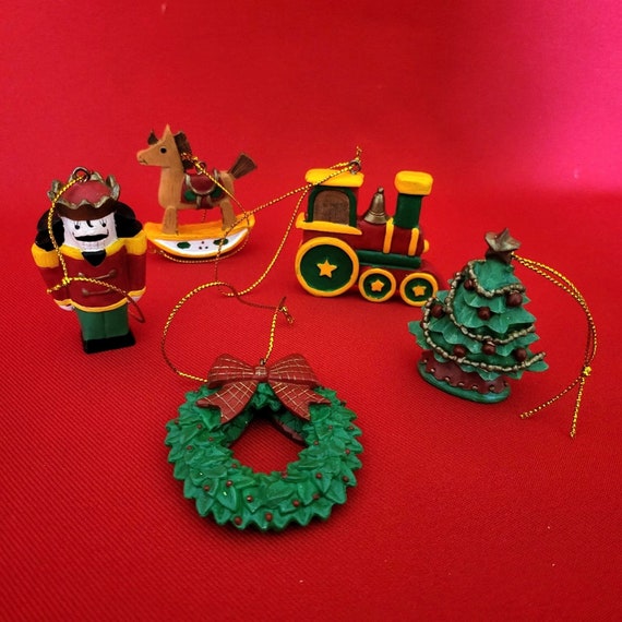 Vintage Ceramic Christmas Ornaments Set of 5 Etsy