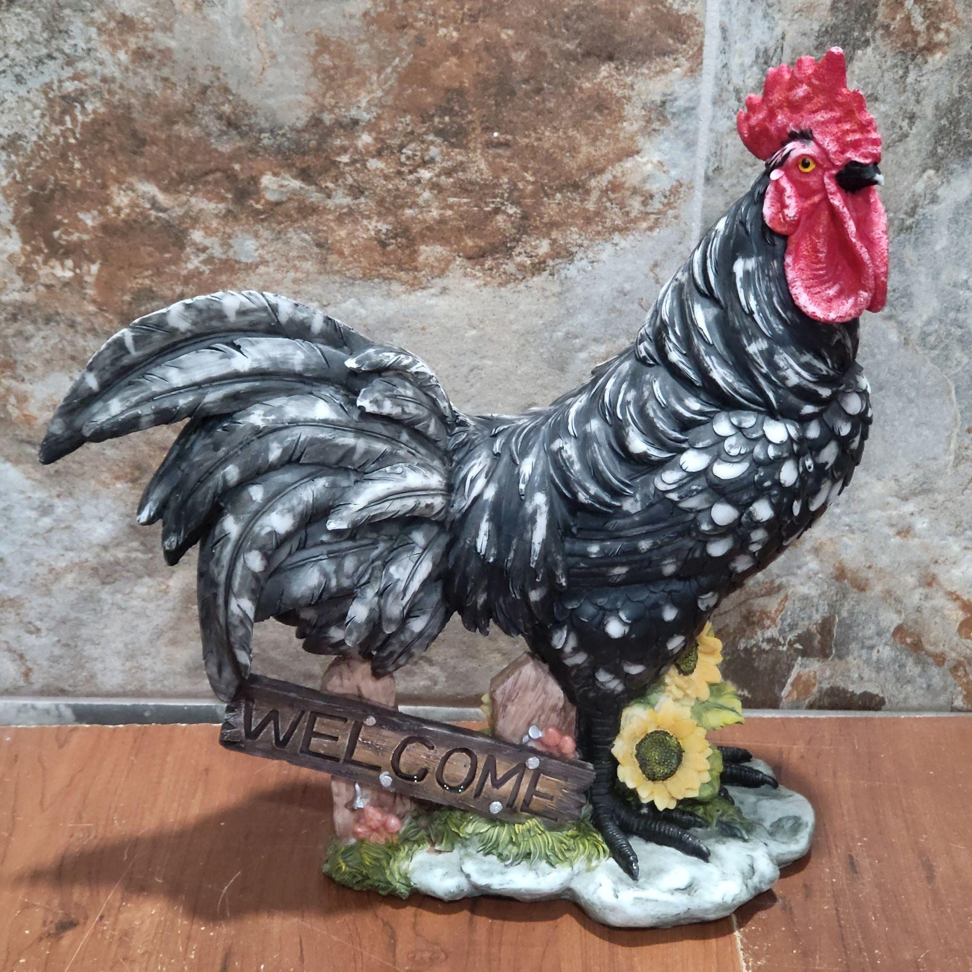 Vintage Crowing Sound Welcome Chicken Rooster Figurine 13 in Tall