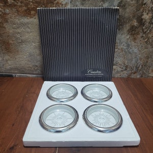 FB Rogers Silverplate & Crystal Coasters Set of 4