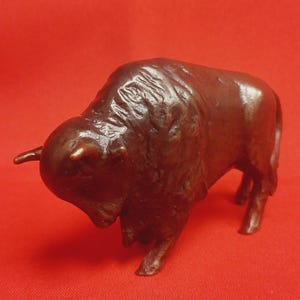 Heavy Cast Iron Bronze Bison Buffalo Sculpture Signed Pownokanee