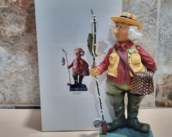 Vintage Fisherman Resin Figurine