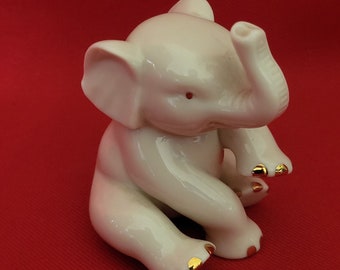 VTG Lenox Porcelain Elephant Figurine Gold Accents