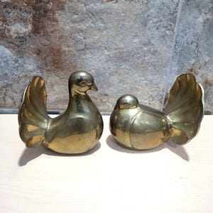 Pair of Vintage Metal Brass Dove Figure Bookends Home Decor