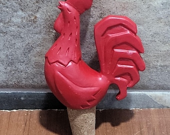 Red Rooster Wine Bottle Stopper Novelty Cork Barware