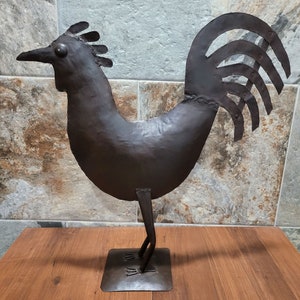 VTG Metal Iron Rooster Sculpture Chicken Rustic Kitchen Farmhouse Decor
