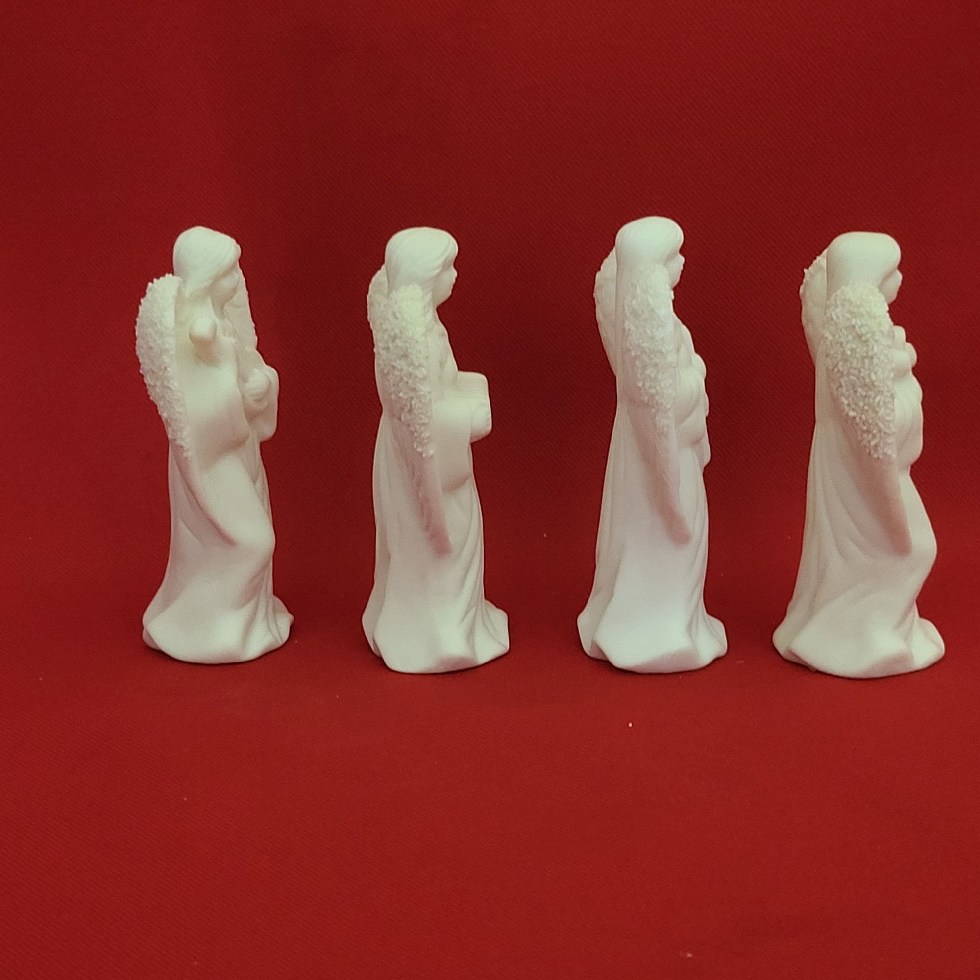 Ange Ornement De Noël Enfant En Porcelaine Bisque Blanche Avec Accordéon - 4,75 Pouces - Fait Main