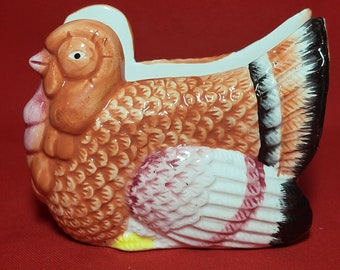 Servilletero de pavo de cerámica vintage decoración de Acción de Gracias