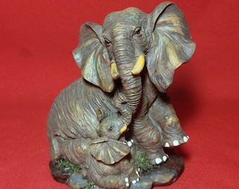 Elephant Mother and Baby Resin Figurine Home Decor