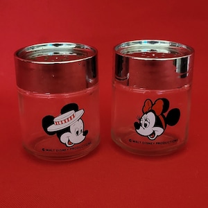 Conjunto vintage de saleiro e pimenteiro Mickey e Minnie Mouse