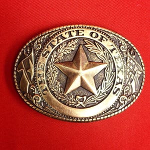 Brass Bronze The State of Texas Belt Buckle Western
