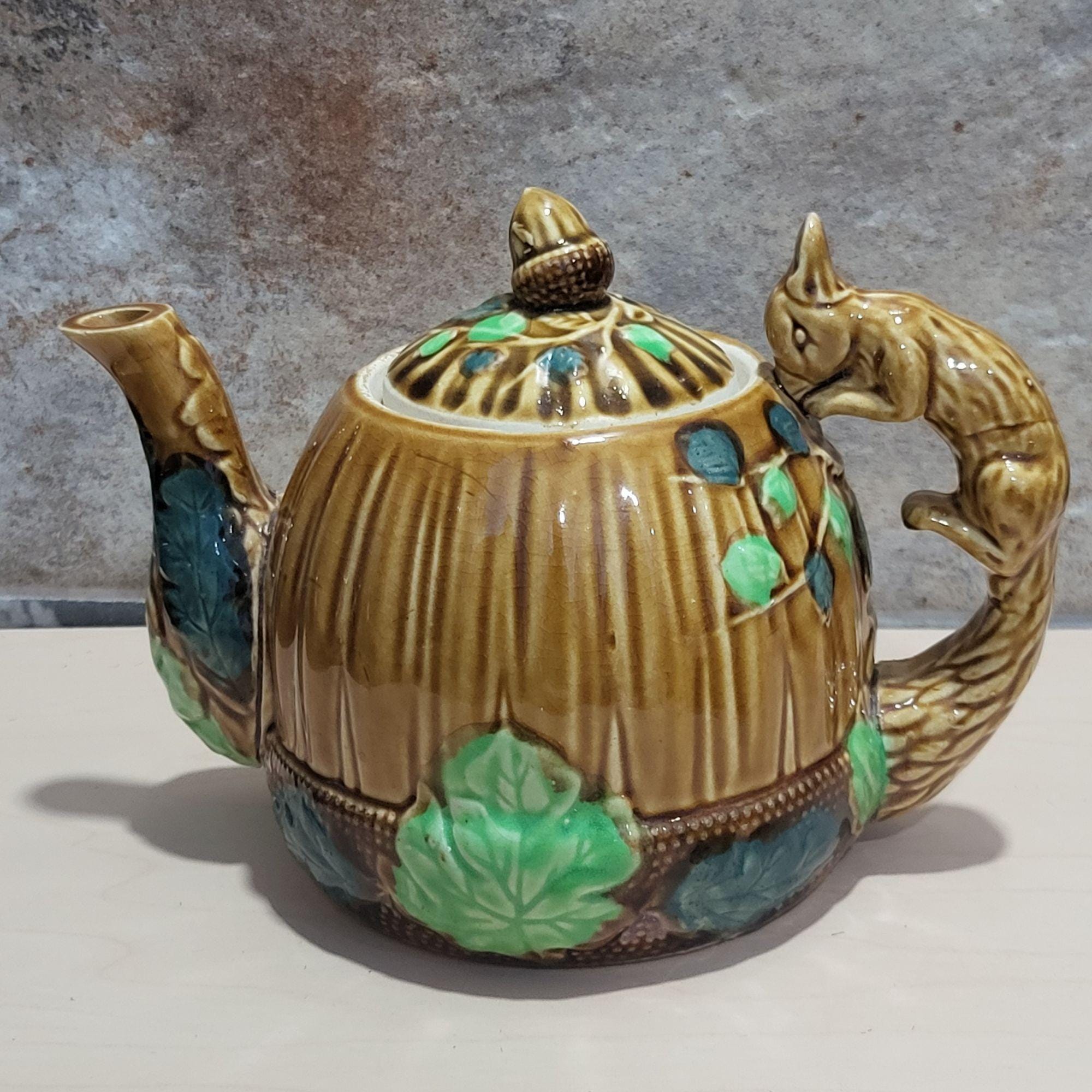 Vintage Ceramic Acorn Teapot Squirrel Handle Autumn Leaf Design - Etsy