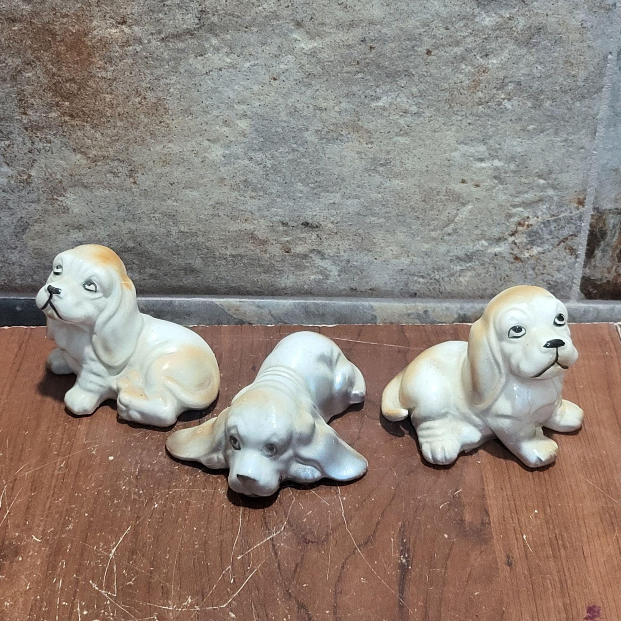 昭和レトロ レア ヴィンテージ 陶器 犬 置物 バセットハウンド 3点セット ヴィンテージ磁器製バセットハウンド犬の置物 3体セット - Etsy 日本