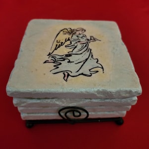 Vintage J Boston Angel Stone Tile Coasters Set of 4