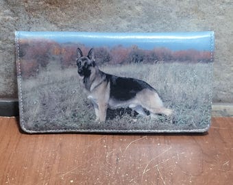 Genuine Leather German Shepherd Checkbook Cover