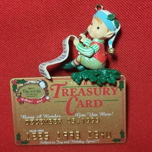 VTG Enesco The Treasury Card Collectors Club Ornamento di Natale 1993