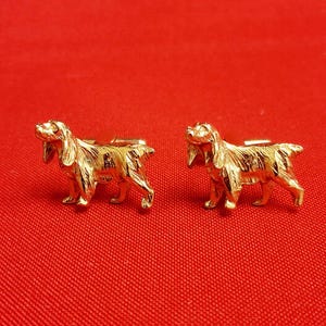 VTG Golden Retriever Dog Cufflinks Gold Plate Lab Irish Setter Hound Dog Handler Cuff Link Set
