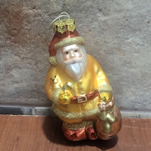 Vintage Blown Glass Saint Nicholas Santa Claus Holiday Ornament