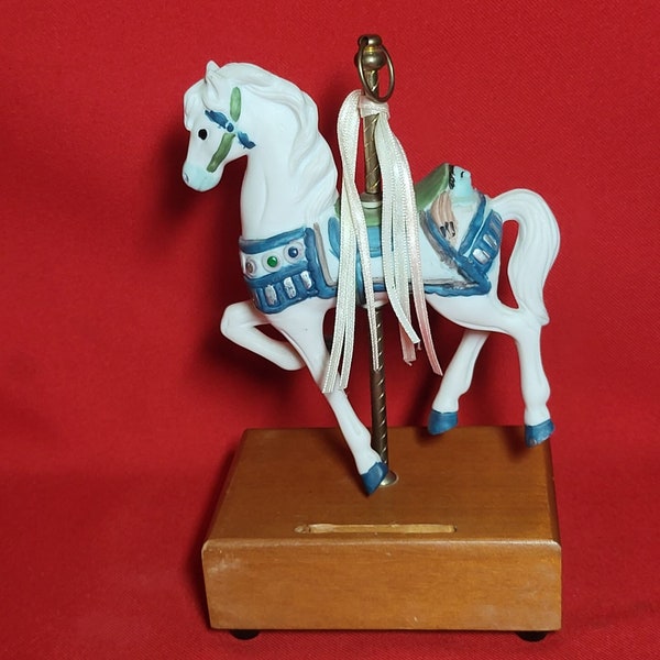 Vintage Musical Carousel Horse Figurine Plays Music