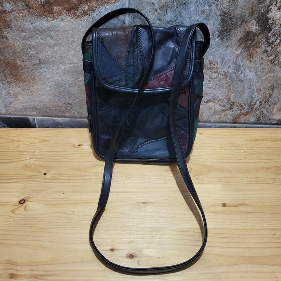 VTG Black Leather Patchwork Crossbody Bag