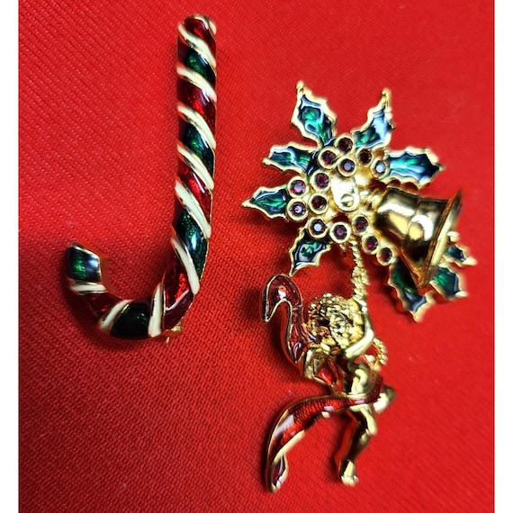 Vintage Christmas Pins/ Brooch Set of 2  Christma… - image 2