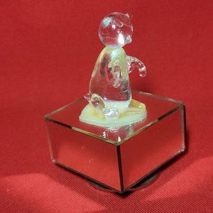 VTG Mirrored  Glass Cat Rotating Musical Box