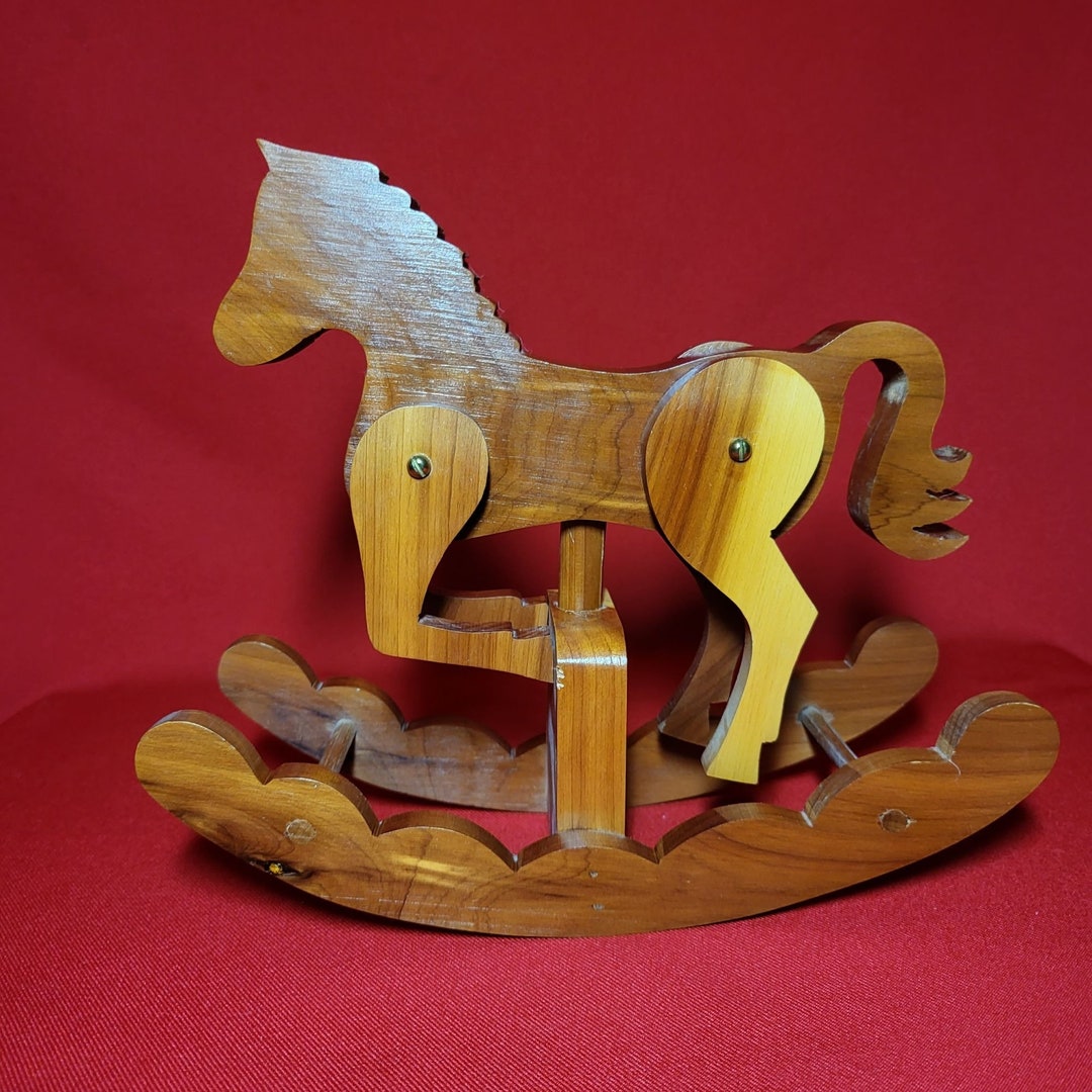 Vintage Wooden Rocking Horse Handcrafted Louis Barker Home Decor Etsy
