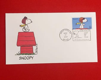 First Day of Issue Peanuts Snoopy Stamp Cache Envelope