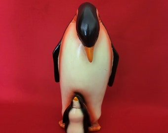Father and Baby Penguin Figurine 10" Tall