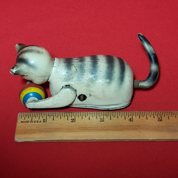 ヴィンテージ ブリキ リソセルロイド 猫用ゼンマイ仕掛けおもちゃ