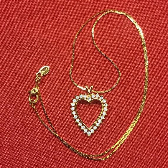 VTG Monet Love Heart Pendant Necklace Clear Cryst… - image 5