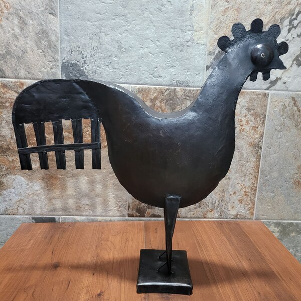 Large Metal Rooster Statue Etsy