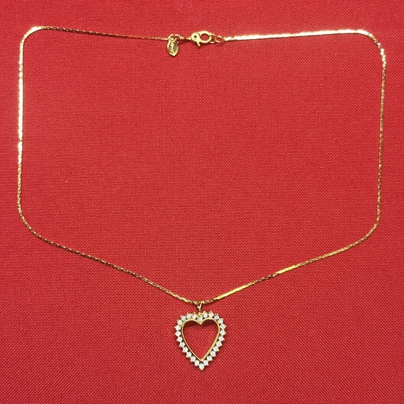 VTG Monet Love Heart Pendant Necklace Clear Cryst… - image 2