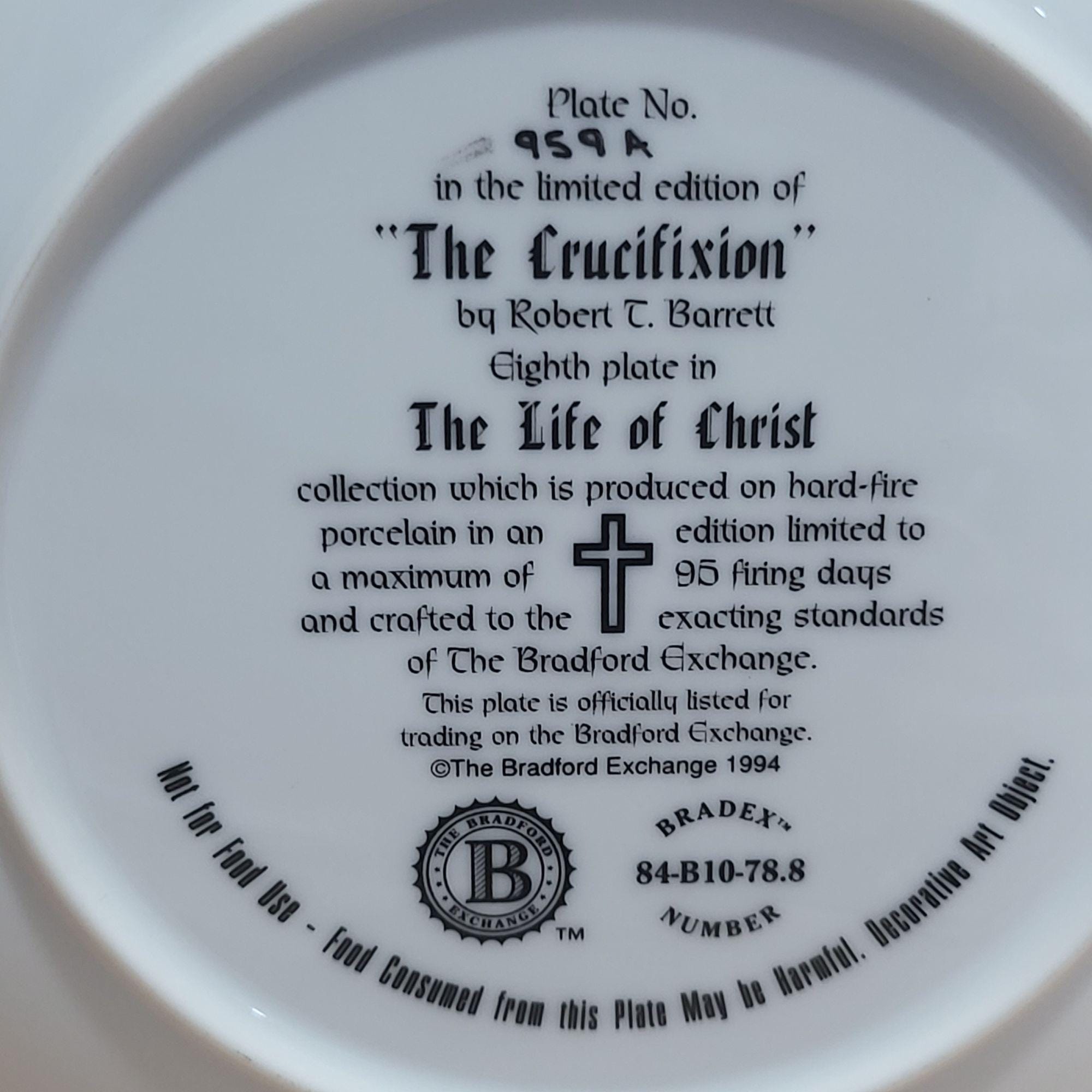 The Crucifixion Plate Robert T Barrett Life of Christ Bradford