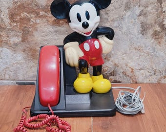 Vintage Disney Mickey Mouse Telephone Landline Working Push Button