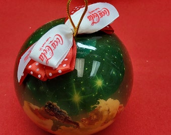 Enesco Santa Drinking Coca Cola Handmade Decoupage Christmas Ball