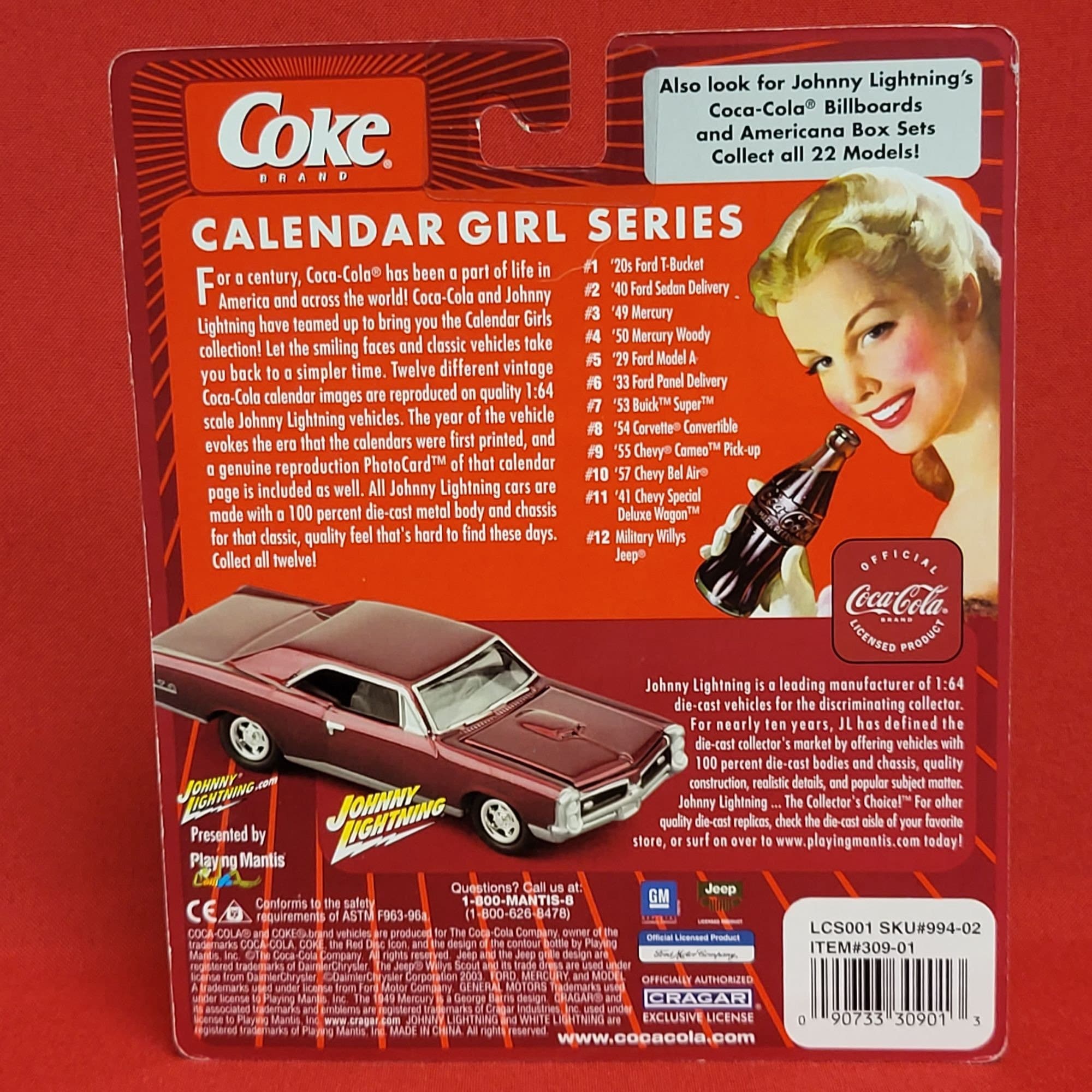 Coca Cola Johnny Lightning Calendar Girl Series Die Cast 54