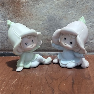 Vintage Homco Pixie Elf Figurines Bisque Set of 2